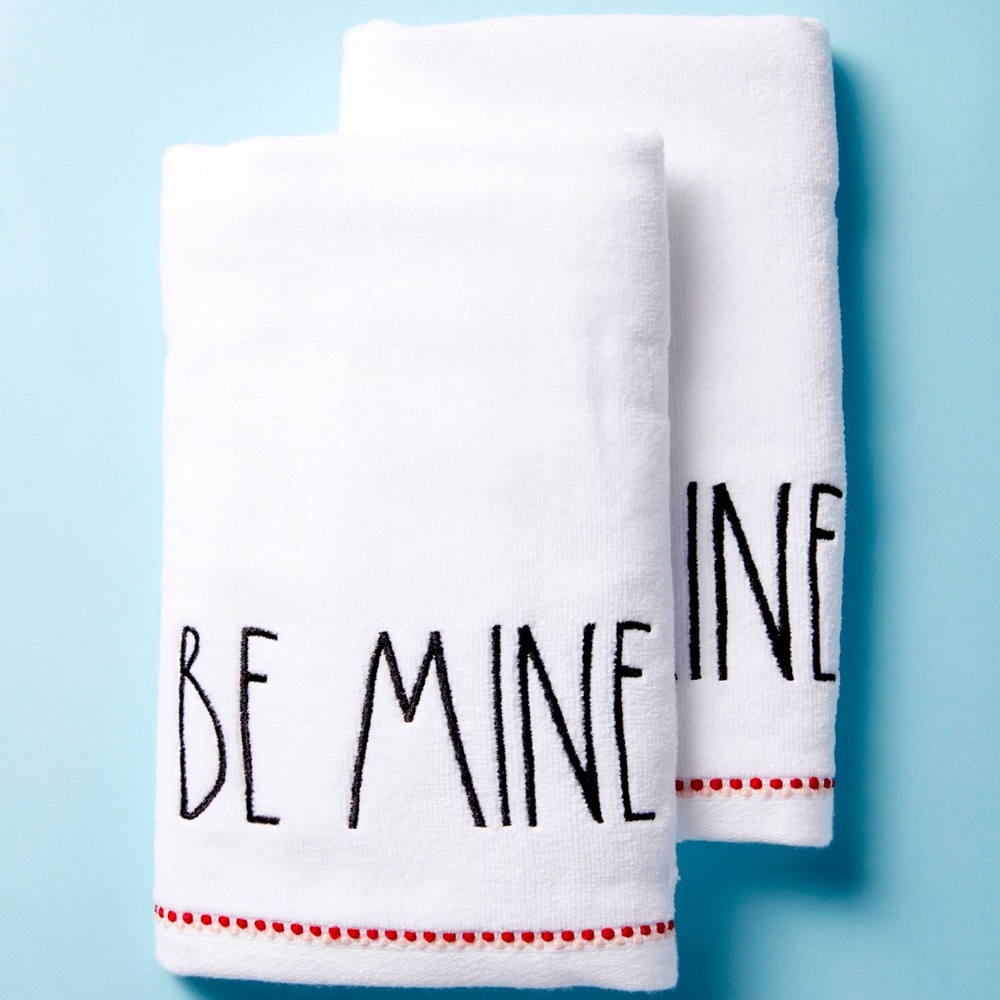 Rae Dunn Valentines Day White Be Mine Towel